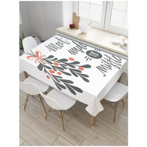 Скатерть прямоугольная JoyArty на кухонный стол "Встретимся под омелой" из оксфорда, 180x145 см