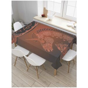 Скатерть прямоугольная JoyArty на кухонный стол "Загадочный единорог" из оксфорда, 120x145 см