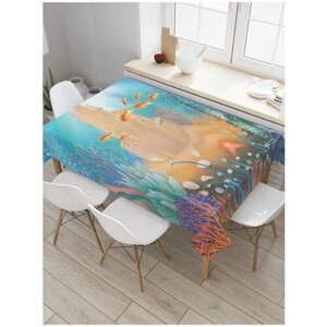Скатерть прямоугольная JoyArty на кухонный стол "Замок в аквариуме" из оксфорда, 180x145 см