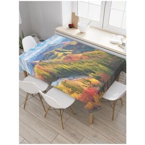 Скатерть прямоугольная JoyArty "Пейзаж в горах" из сатена, 180x145 см