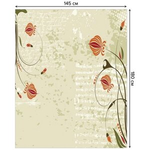 Скатерть прямоугольная JoyArty "Тонкие цветы" из сатена, 180x145 см
