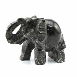 Слон чёрный мрамор №4 (100*50*80мм) . РадугаКамня