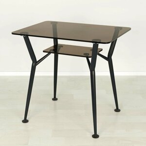 Стеклянный стол для кухни Квадро 10 бронза/черный (800х600 мм)
