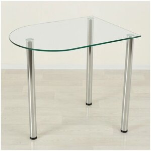 Стеклянный стол полуовальный Эдель 30-3 прозрачный/хром (800х600)