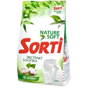 Стиральный порошок Sorti Экстракт хлопка (автомат), 2.4 кг, 8.8 л, хлопок, природа и свежесть, для белых и светлых тканей, универсальное