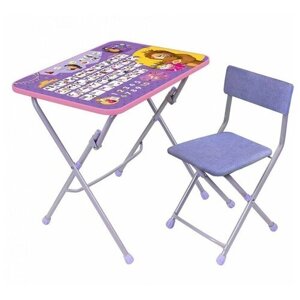 Стол-парта детская со стулом Nika Маша и Медведь с азбукой, цвет фиолетовый