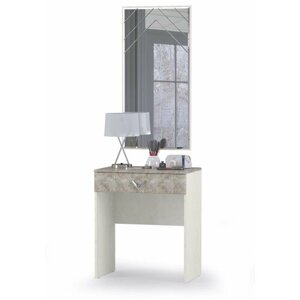 Столик туалетный-косметический с зеркалом шёлковый камень/бетон чикаго беж - НЖ0607