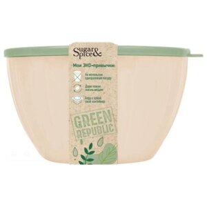 Sugar & Spice Салатник Green Republic с крышкой, 28 см, 28х28 см, 5 л, 1 шт., лён