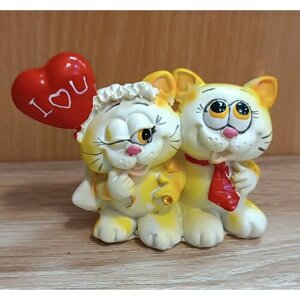 Сувенир фигурки керамические два кота, на день влюбленных, на свадьбу