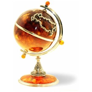 Сувенир настольный "Глобус" из янтаря (бронза)