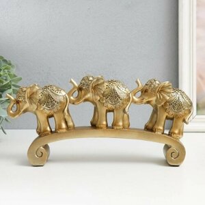 Сувенир полистоун "Три золотых слона на дуге - цирковая попона" 15,5х5х28 см 9571945