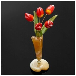 Сувенир «Тюльпаны в вазе», 5 цветков, 11 22 см, селенит 1462673