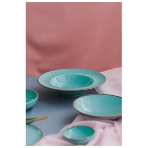 Тарелка для пасты Turquoise, d-25 см, 500 мл, цвет бирюзовый