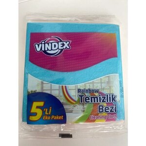 Турецкие салфетки для уборки ViNDEX 35х35 в ассортименте 5шт.