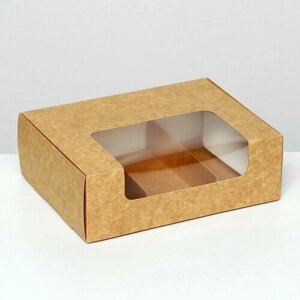 UPAK LAND Коробка складная, под 3 эклера, крафт, 20 x 15 x 6 см