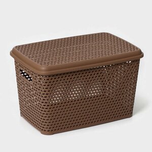 Ящик для хранения с крышкой «Ротанг», 23 л, 453026,5 см, цвет коричневый