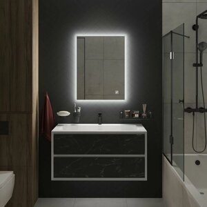 Зеркало для ванной с подсветкой стило 80х60 см сенсор с диммером