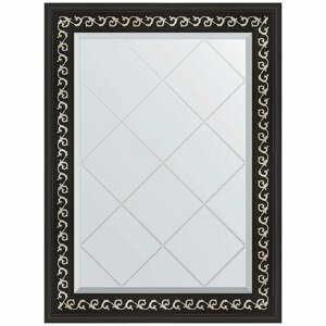 Зеркало Evoform Exclusive-G 87х65 BY 4096 с гравировкой в багетной раме - Черный ардеко 81 мм