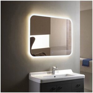 Зеркало Континент Demure LED, 120*70 см, LED подсветка, сенсорный выключатель, часы, антизапотевание