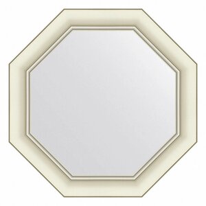Зеркало настенное Octagon EVOFORM в багетной раме белый с серебром, 51х51 см, для гостиной, прихожей, кабинета, спальни и ванной комнаты, BY 7430