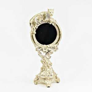 Зеркало настольное золотистое Пума 31 см, для ванной, прихожей, гостиной, спальни / Декор зеркальный
