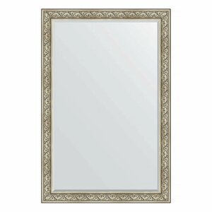 Зеркало с фацетом в багетной раме - барокко серебро 106 mm