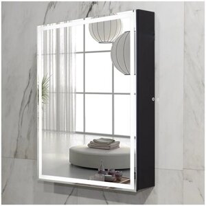 Зеркало-шкаф La Tezza с подсветкой, включатель датчик движения, универсальный, 600х800х150 (ШВГ), черный