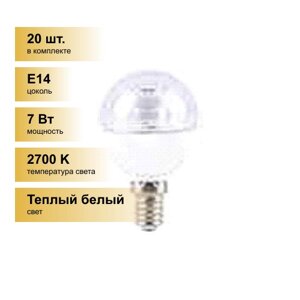 (20 шт.) Светодиодная лампочка Ecola шар прозр. G45 E14 7W 2700K 2K Premium K4FW70ELC