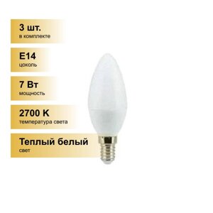 (3 шт.) Светодиодная лампочка Ecola свеча E14 7W 2700K 2K 110x37 C4LW70ELC