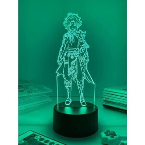 3D светильник-ночник, лампа по игре: Genshin Impact, Геншин Импакт, Сяо , 16 цветов