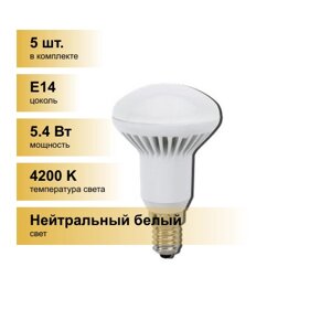 (5 шт.) Светодиодная лампочка Ecola R50 E14 5.4W (5W) 4200K 4K 85x50 пласт. алюм. G4SV54ELC