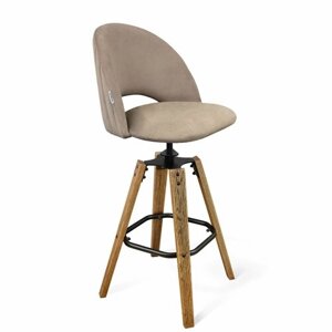 Барный стул, Стул барный со спинкой, дерево/металл, латте/брашированный коричневый/чёрный муар