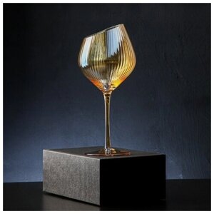 Бокал стеклянный для вина Magistro «Иллюзия», 550 мл, 1024 см, цвет золотой