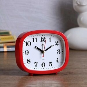 Будильник, настольные часы "Классика", дискретный ход, 12.5 х 10.5 х 3.8 см, красный