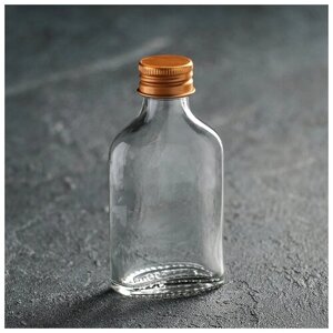 Бутыль стеклянная для соусов и масла с металлической крышкой «Феб», 50 мл, 5,52,510,5 см