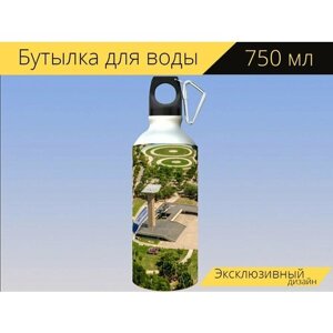 Бутылка фляга для воды "Бразилия, рио, пейзаж" 750 мл. с карабином и принтом