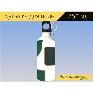 Бутылка фляга для воды "Доске фигуры, классная доска, меню" 750 мл. с карабином и принтом