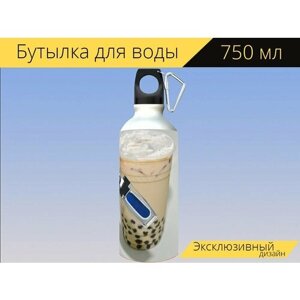 Бутылка фляга для воды "Измеритель брикса, мера, сахар" 750 мл. с карабином и принтом