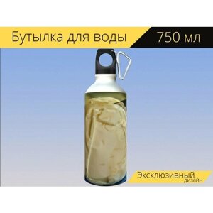 Бутылка фляга для воды "Масло сливочное, толстый, нож" 750 мл. с карабином и принтом
