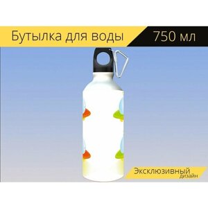 Бутылка фляга для воды "Нло, летающие объекты, пришельцы" 750 мл. с карабином и принтом