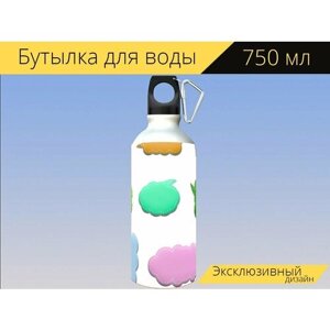 Бутылка фляга для воды "Речи пузырь, комикс, красочный" 750 мл. с карабином и принтом