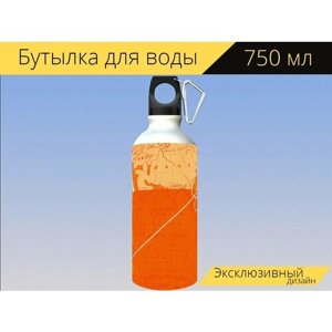Бутылка фляга для воды "Справочная информация, оранжевый, жёлтый" 750 мл. с карабином и принтом