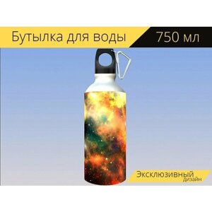 Бутылка фляга для воды "Вселенная, небеса, звезды" 750 мл. с карабином и принтом