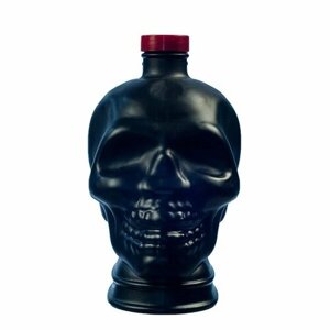 Бутылка стеклянная Череп 1,0л, 62-В32-1000 с цветной декорацией наружн. стороны (черн. матовый)
