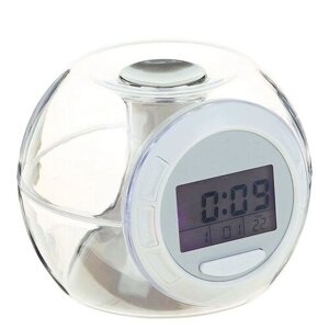 Часы-будильник LuazON LB-06, 7 цветов дисплея, 6 мелодий, прозрачный