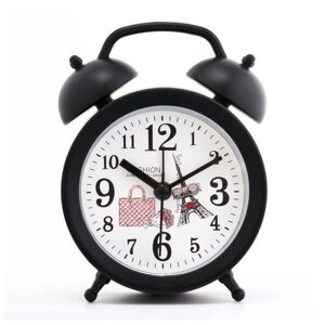 Часы - будильник настольные "Достопримечательности", дискретный ход, d-8 см, 8.5 х 12 см, АА
