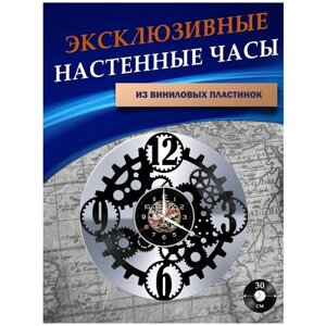 Часы настенные из Виниловых пластинок - Цифры 2 (серебристая подложка)