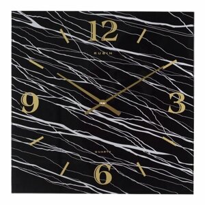 Часы настенные Рубин "Классика", из стекла 37,7х37,7 см, открытая стрелка, квадратные