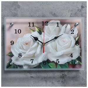 Часы настенные, серия: Цветы, "Розы", 20х30 см, часы интерьерные, плавный ход