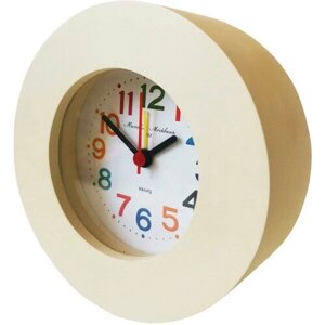 Часы настольные d110 мм с будильником бежевый МДФ